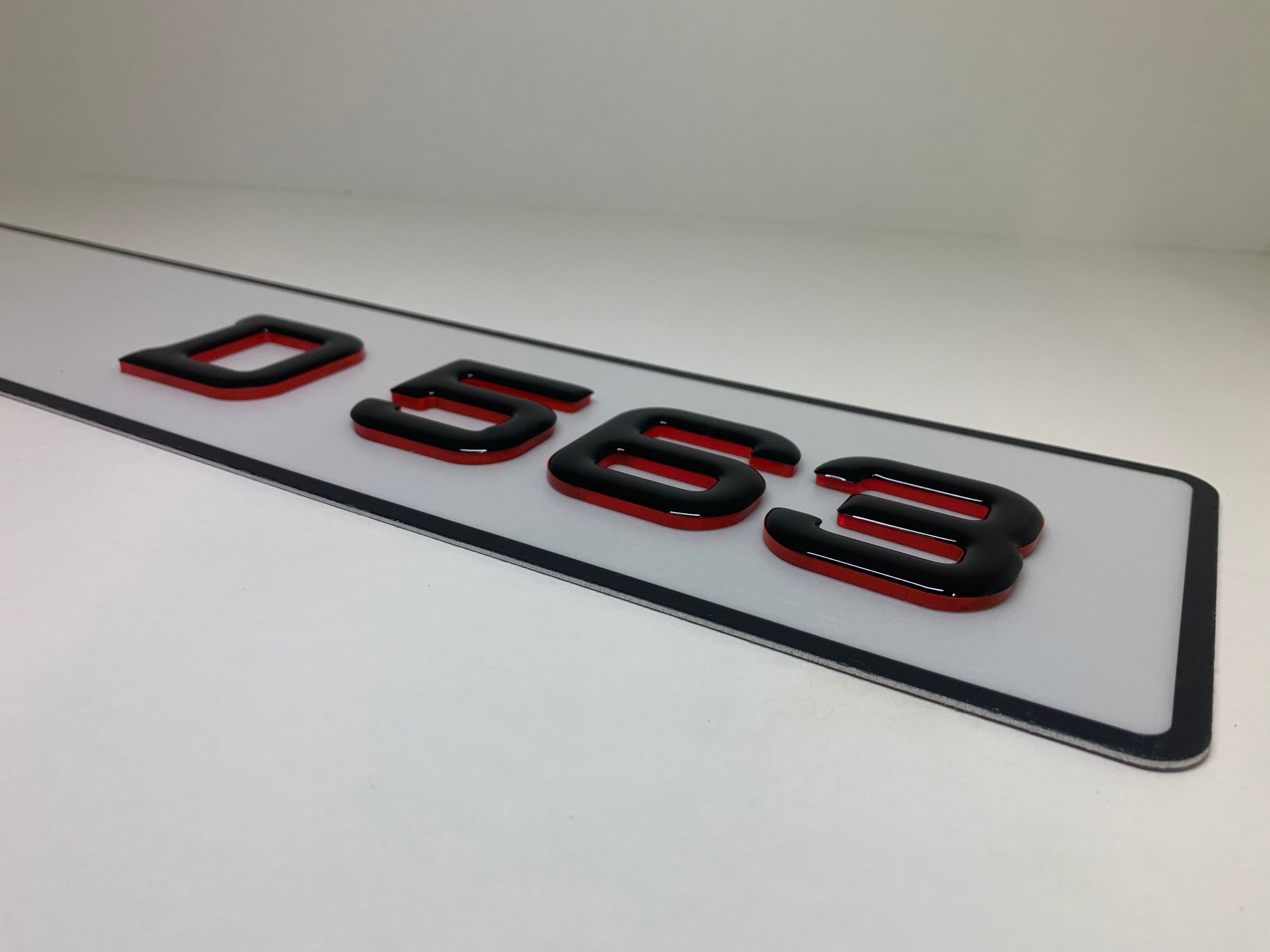 50mm 4D number plate Ireland – Red Lettering