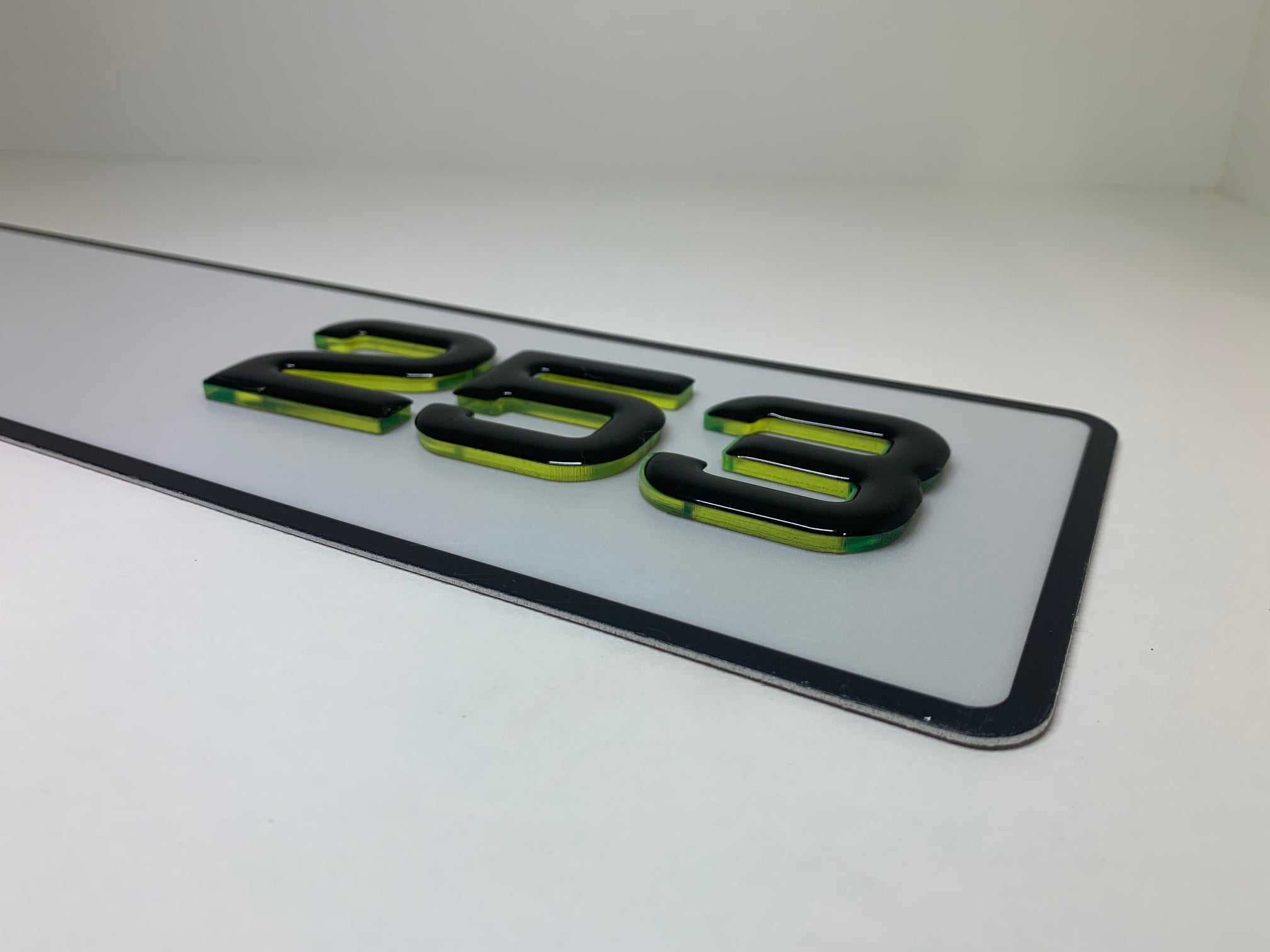 50mm 4D number plate Ireland – Green Lettering