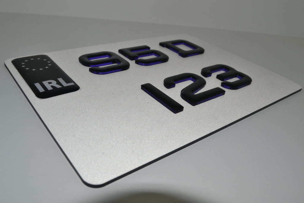 Square Japanese 4D number plate Ireland – Blue Neon