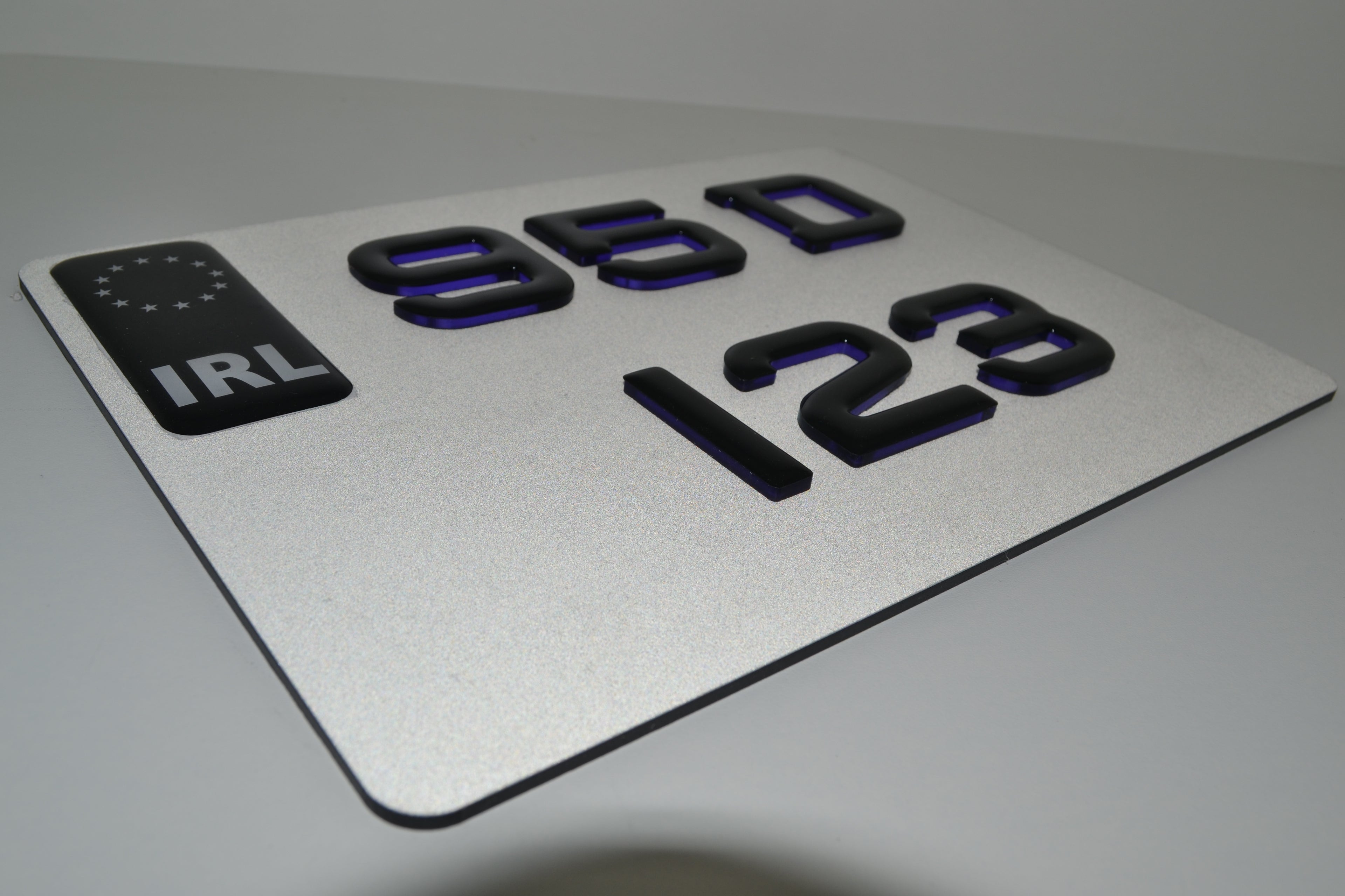 Square Japanese 4D number plate Ireland – Blue Neon